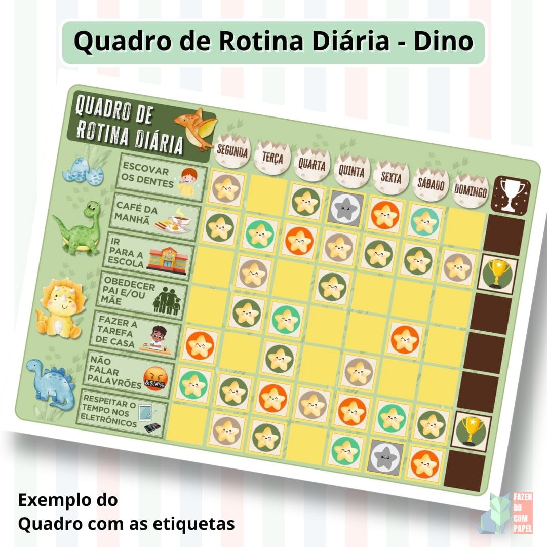Quadro da Rotina Diária - Dino