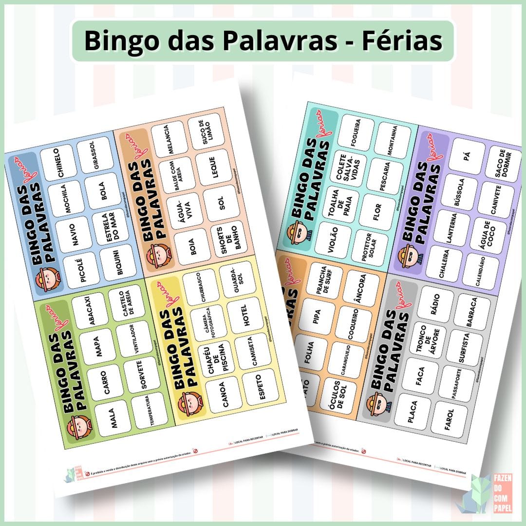 Bingo das Palavras - Férias - Imagem 3