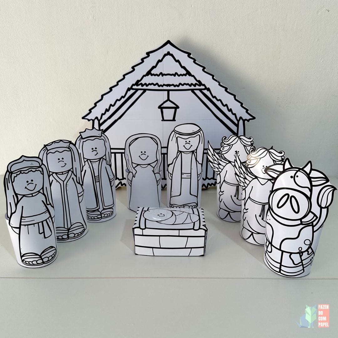 Presépio 3D para Colorir